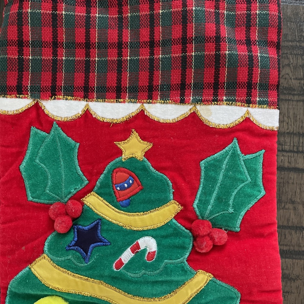 2 VTG Scottie Dog Red Velvet Black Christmas Tree Stockings Cute - Picture 3 of 8